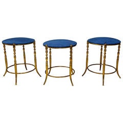 Set of Three Italian Brass Chiavari Round Stools 3