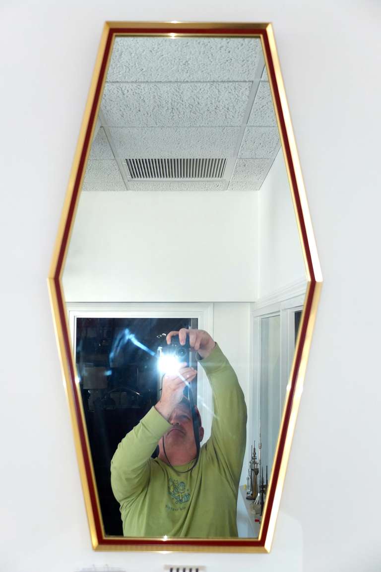 Brass Framed Boat Tail Wall Mirror by Turner