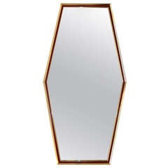 Brass Framed Boat Tail Wall Mirror by Turner