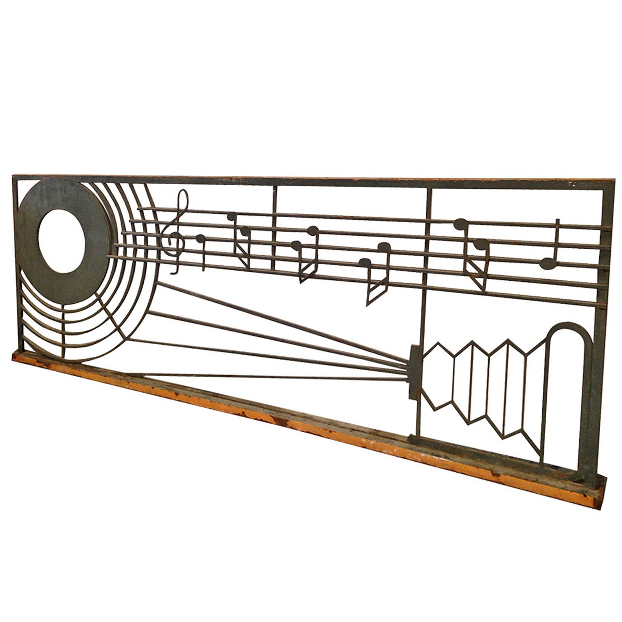 Vintage French Wrought Iron Grille with Music Motifs