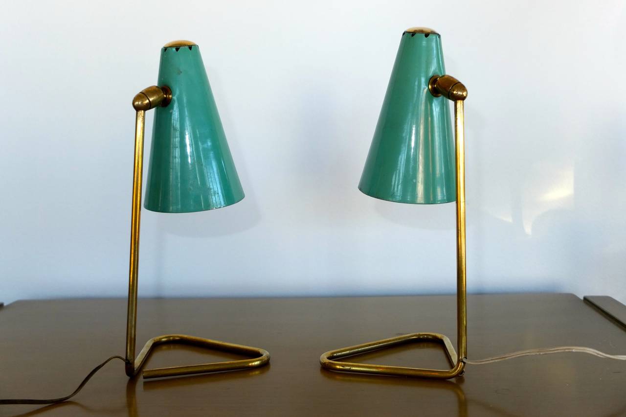Aluminum Pair of Table or Wall-Mounted Italian Lamps by Stilux Milano