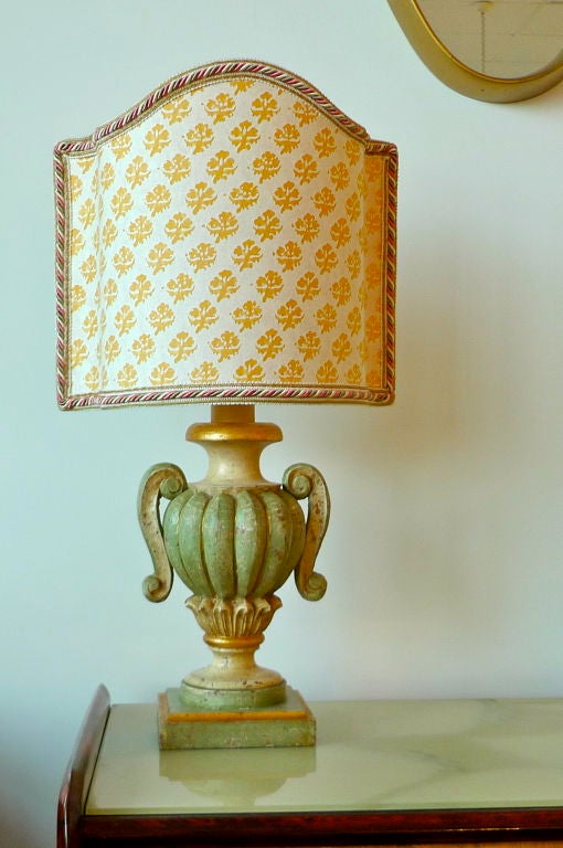 Pair of Italian Lamps with Fortuny Shield Shades 1