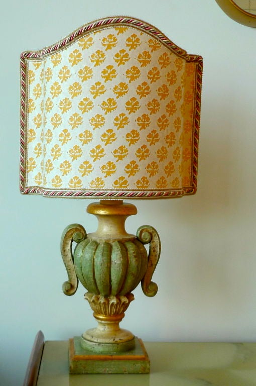 Pair of Italian Lamps with Fortuny Shield Shades 2