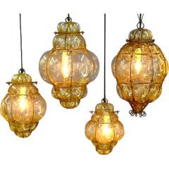 Seguso Murano Bubble Glass Cage Lanterns