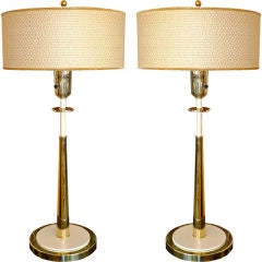 Pair of Tall Slender Brass Stiffel Lamps