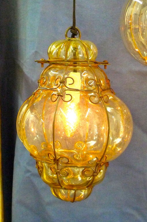 Seguso Murano Bubble Glass Cage Lanterns 2