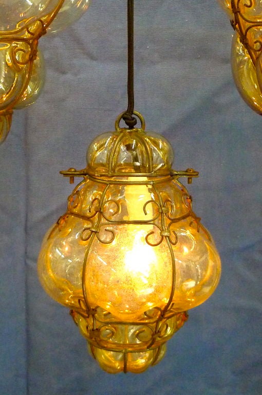 Seguso Murano Bubble Glass Cage Lanterns 3