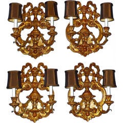 Vintage Giltwood Ribbon Sconces by Fratelli Paoletti