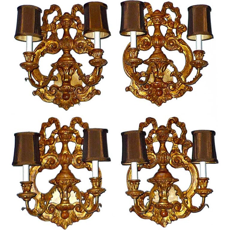 Giltwood Ribbon Sconces by Fratelli Paoletti For Sale