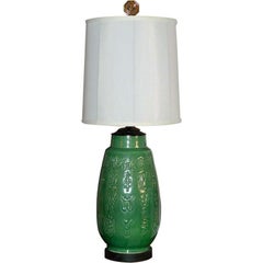 Jade Green Art Pottery Table Lamp