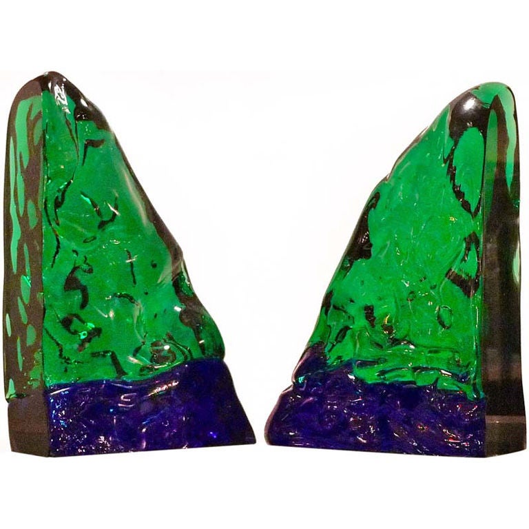 Pair of Murano Glass Bookends by Luciano Gaspari for Salviati For Sale