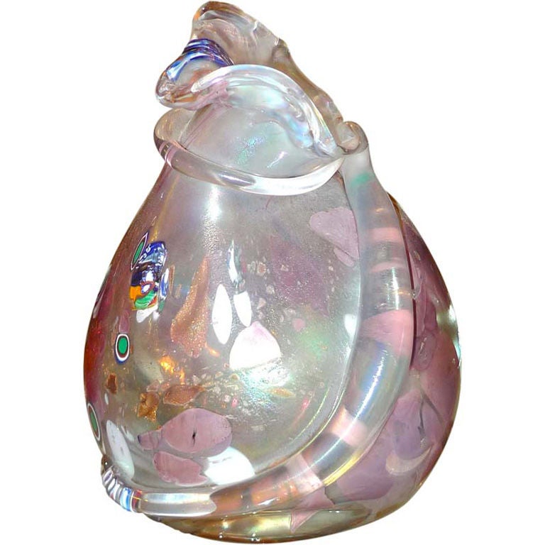 "Il gatto" - Unique Murano Glass Vase by Angelo Rinaldi For Sale