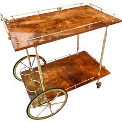 Aldo Tura Lacquered Goatskin Bar / Serving Cart