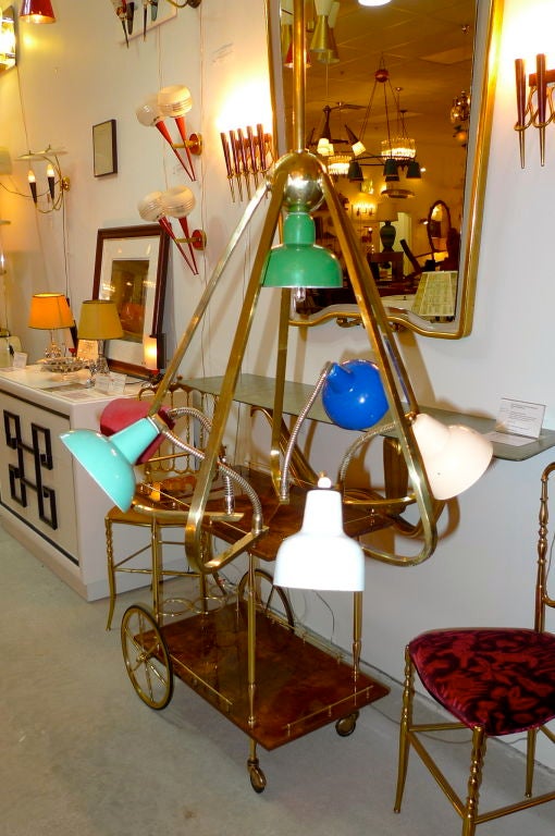 Unusual 1950's Italian Triangular Flexi Arm Chandelier For Sale 1