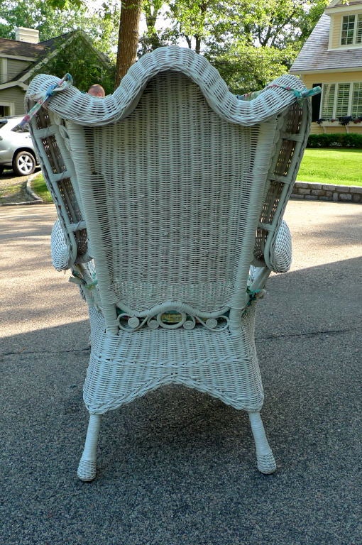 Wicker Wingback Boudoir Chair with Fiddelheads 1