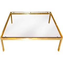Large Square Brass Finished Cocktail Table
