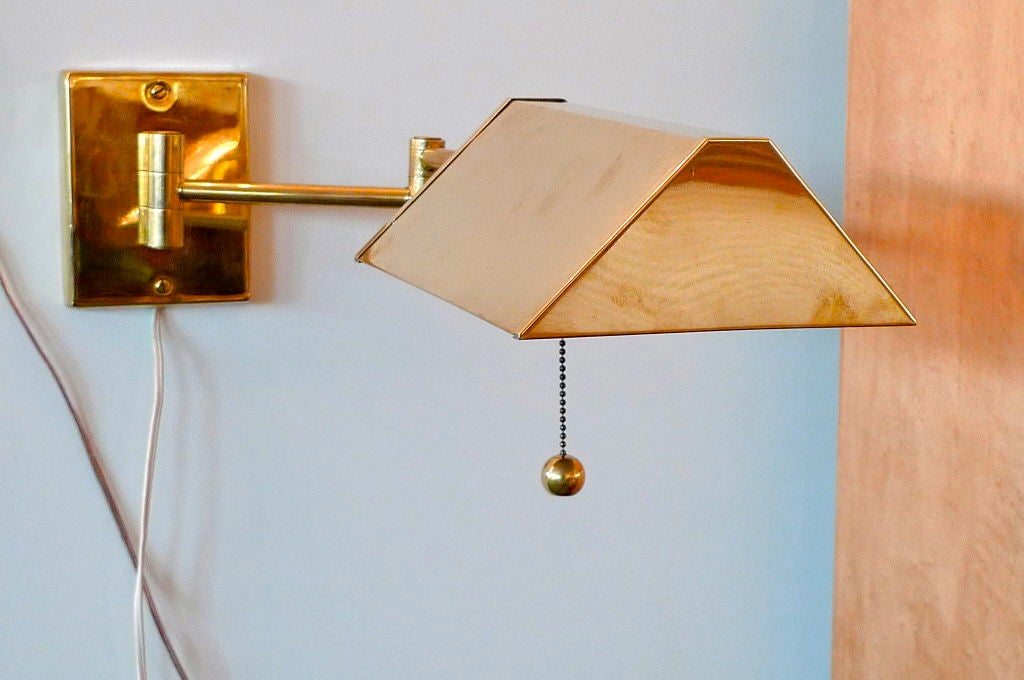 Late 20th Century Pair of Brass Pharmacy Swing Arm Wall Sconces