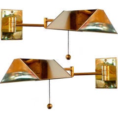 Pair of Brass Pharmacy Swing Arm Wall Sconces