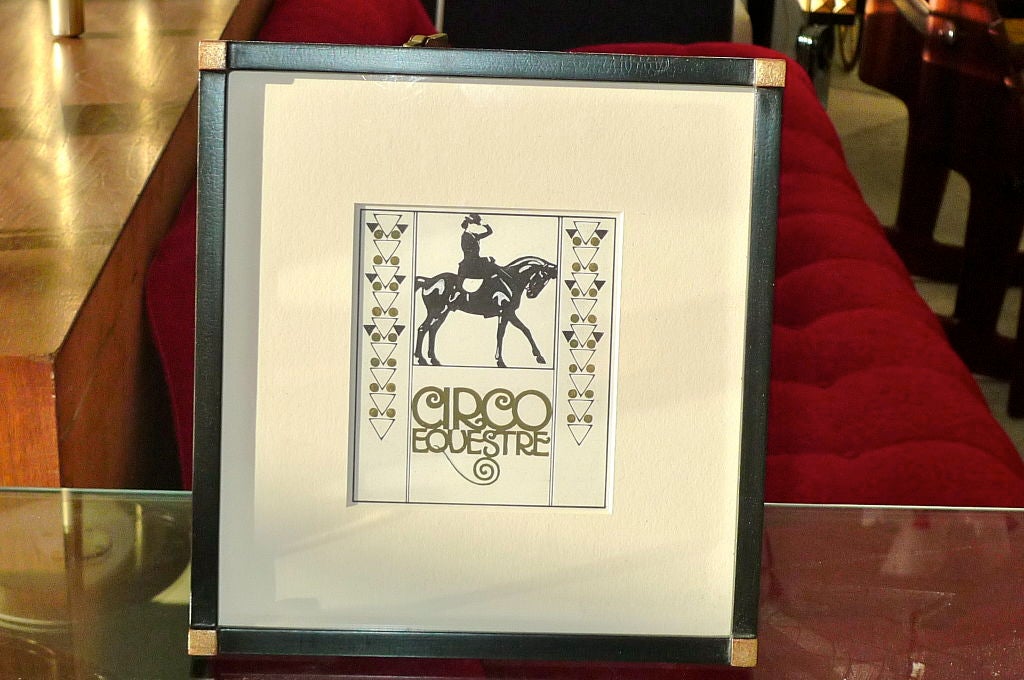 Original ink & gouache on paper/board, framed.<br />
<br />
Stately secessionist-inspired design for the circus.