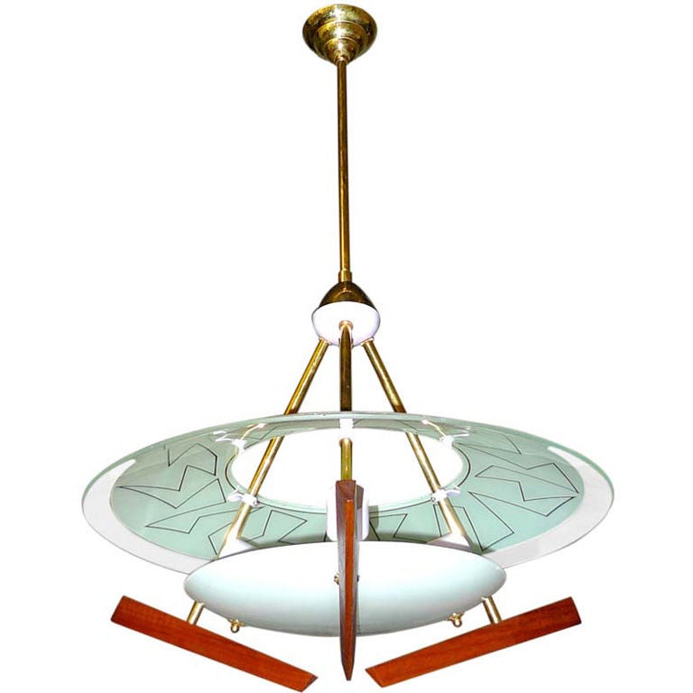 Italian Modernist Chandelier in the style of Angelo Lelii For Sale