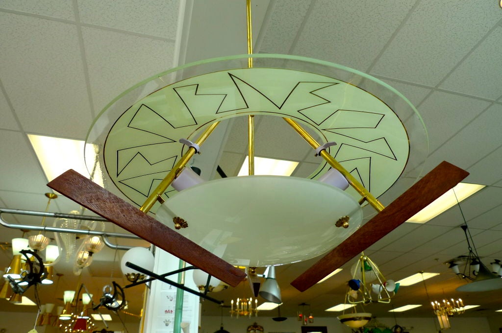 Mid-20th Century Italian Modernist Chandelier in the style of Angelo Lelii For Sale