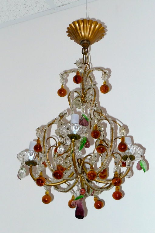 Mid-20th Century Maison Bagues Style Crystal Drop Chandelier For Sale