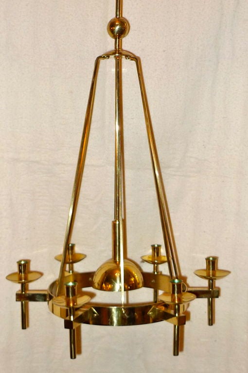Swedish Brass Chandelier by Sölve Carlsson Helsingborg For Sale 5