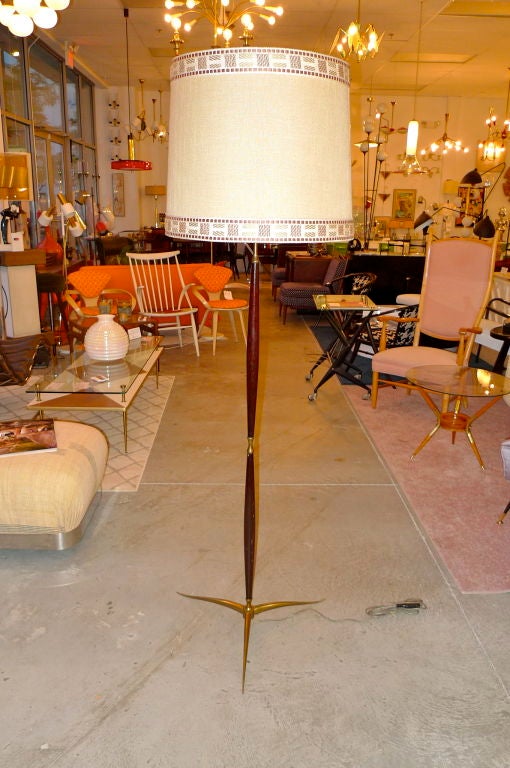 Cesare Lacca Mahogany and Brass Tripod Floor Lamp 2