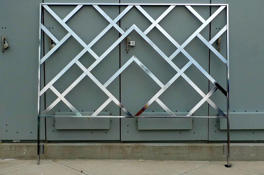 Milo Baughman for DIA Chrome King Size Lattice Headboard