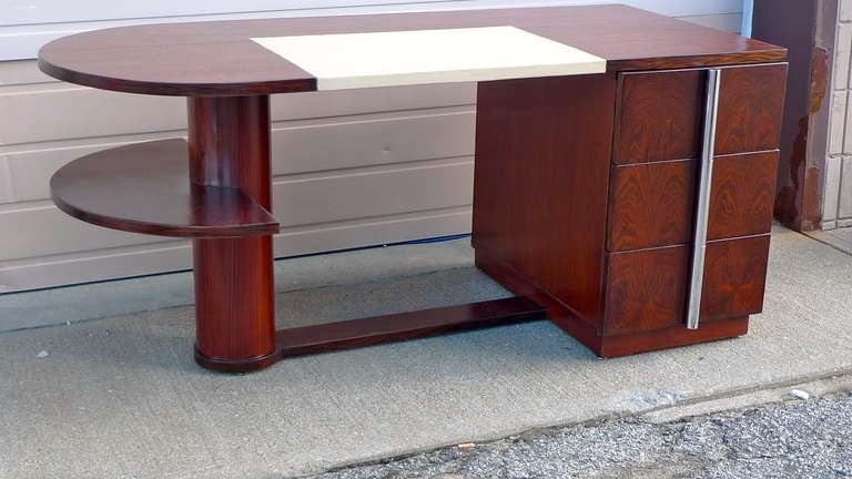 French Art Deco Rosewood Desk by Dominique