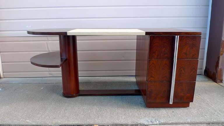 Inlay French Art Deco Rosewood Desk by Dominique