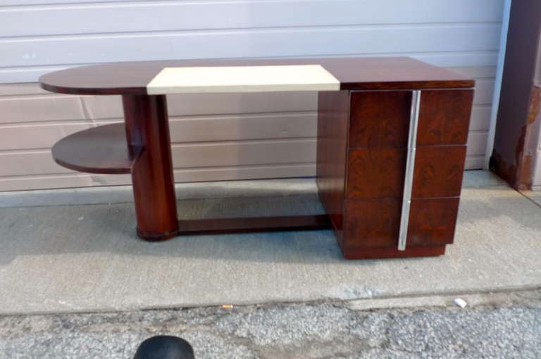 French Art Deco Rosewood Desk by Dominique In Excellent Condition In Hanover, MA