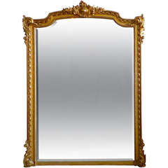 Exquisite 19th c Piano Nobile Gilt Over Mantel Beveled Mirror