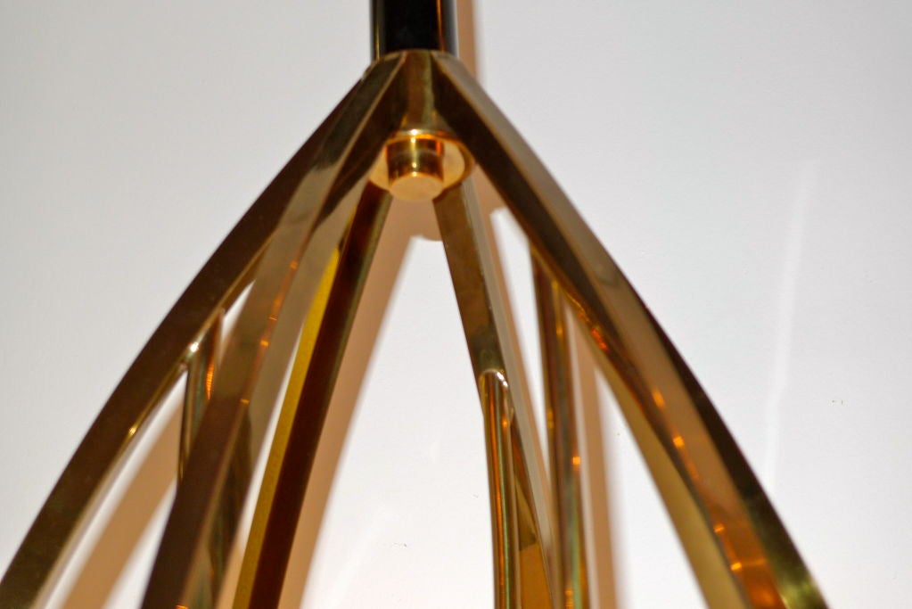Metal Unusual Tension Pole Floor Lamp with Brass Bird Cage Enclosure