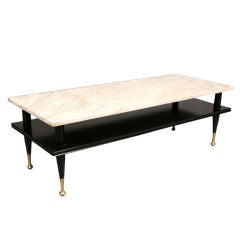 Two-Tier Marble Top Long Coffee Table