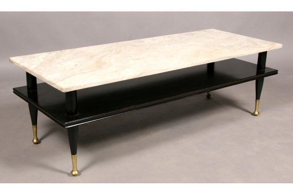 Two-Tier Marble Top Long Coffee Table