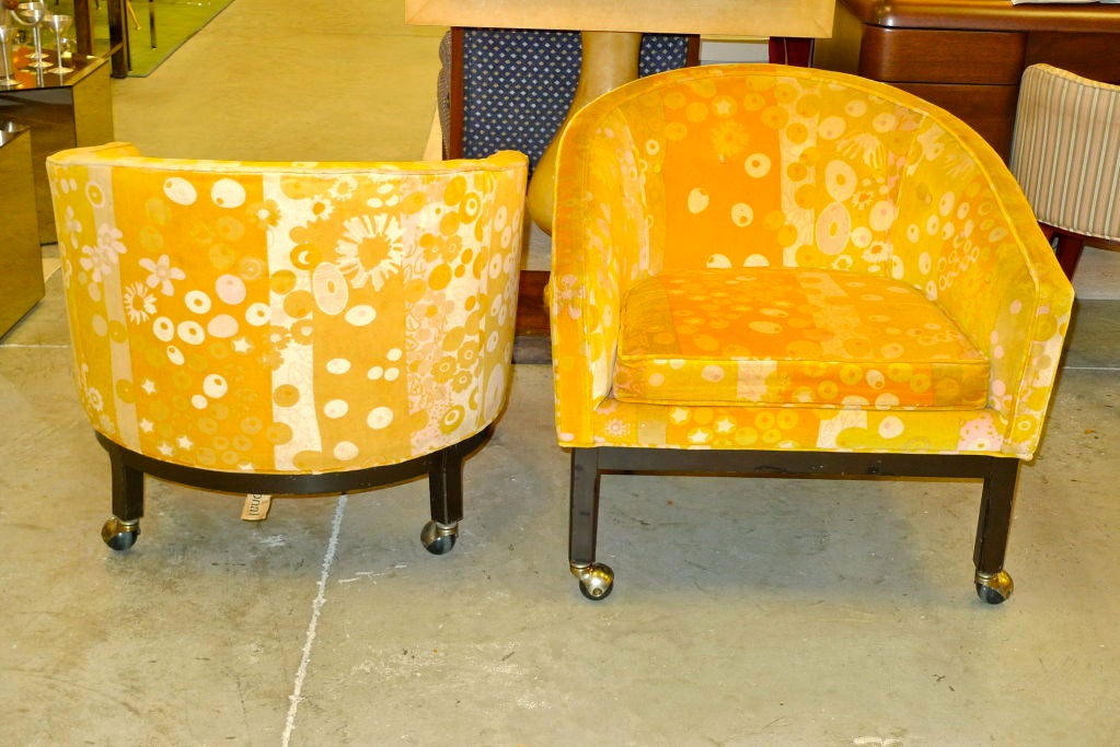 Late 20th Century Kipp Stewart for Directional Lounge Chairs in Jack Lenor Larsen Primavera Velvet