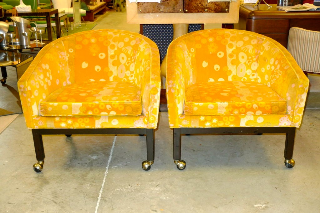 Upholstery Kipp Stewart for Directional Lounge Chairs in Jack Lenor Larsen Primavera Velvet