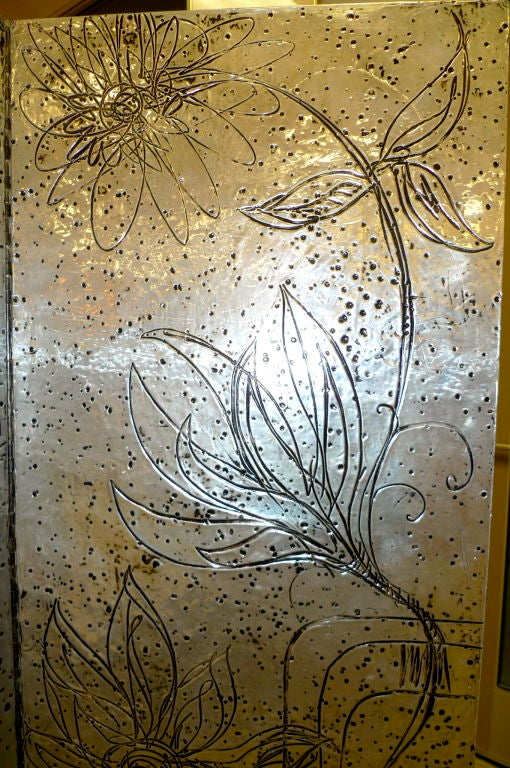 Large Three Panel Floor Screen by Marvin Arenson, signed 2