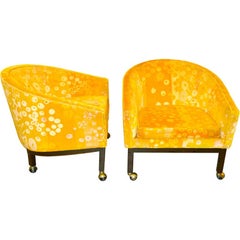 Kipp Stewart for Directional Lounge Chairs in Jack Lenor Larsen Primavera Velvet