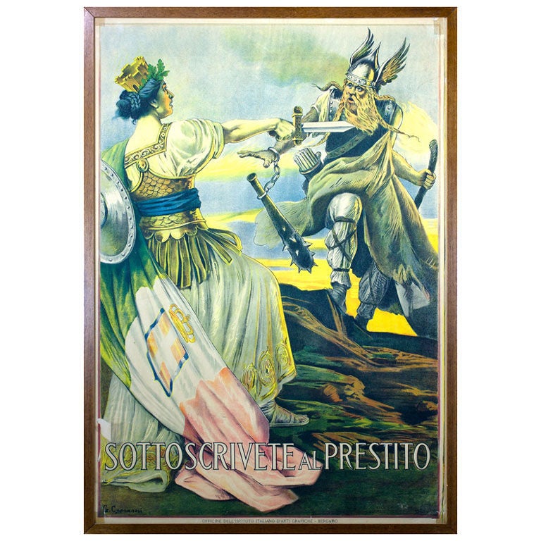 Affiche italienne sur les obligations de guerre de la Première Guerre mondiale par G. Capranesi (1852 - 1925) en vente