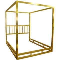 Retro Queen Size Modern Brass Canopy Bed