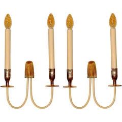 Pair of 1950's Italian Double Candle Sconces by Bruno Chiarini 8