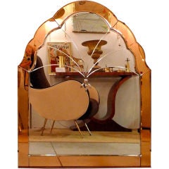 Pair of 1930's Peach Glass Venetian Mirrors 6