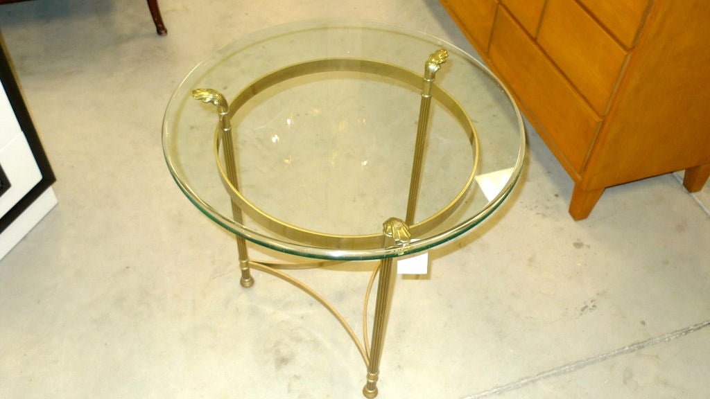 20th Century La Barge Brass Round Lamp Table