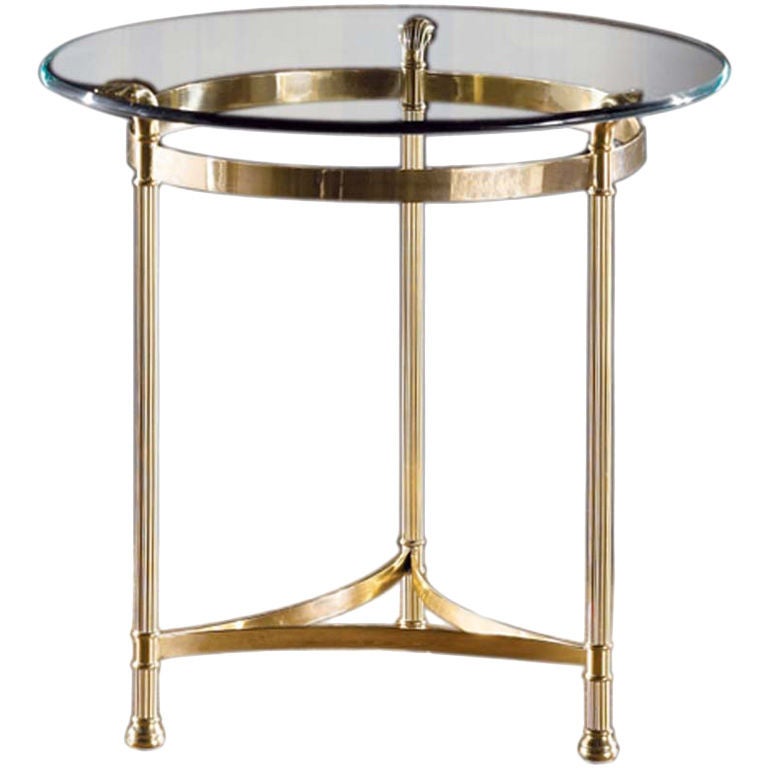 La Barge Brass Round Lamp Table