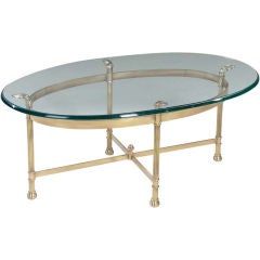 Vintage La Barge Oval Brass Cocktail Table