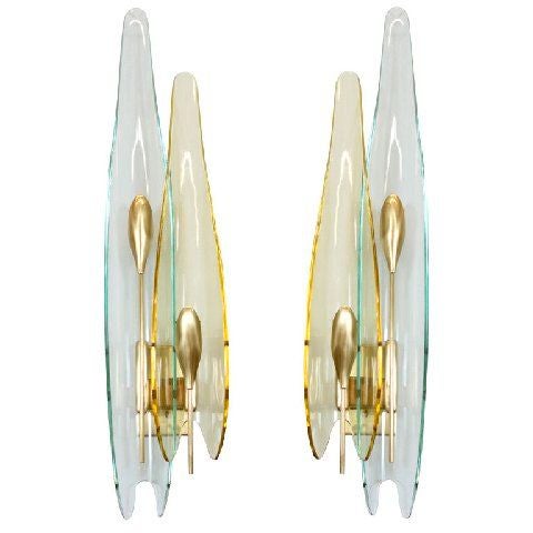 Pair of Italian Brass Double Stem Sconces For Sale 4
