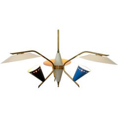 Arteluce 1950's Italian Tri-Cone Tri-Reflector Chandelier 8