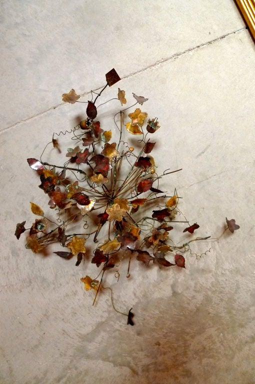Copper Metal Craft Cluster of Ivy Leaves, Signed For Sale